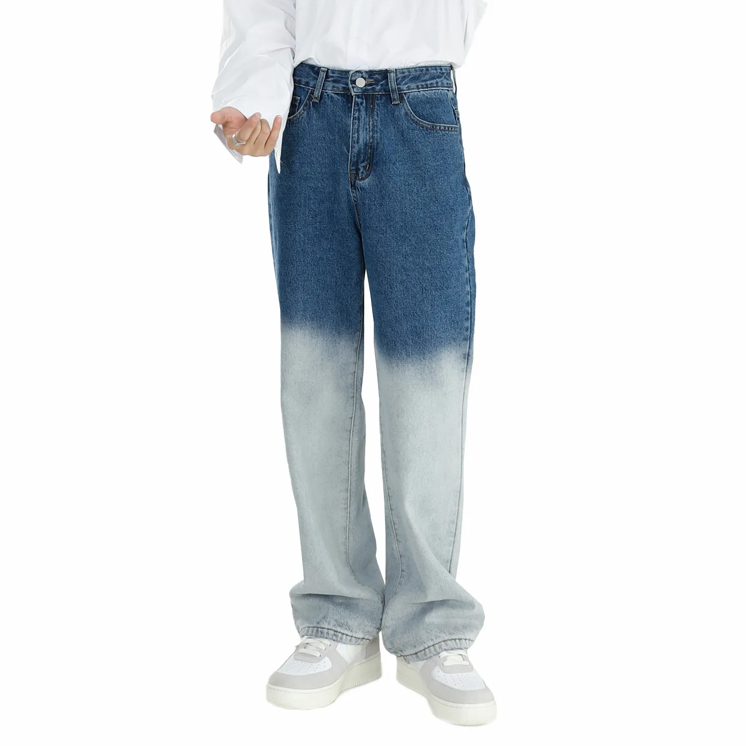 OEM custom straight retro gradient fashion denim men jeans suppliers and manufacturers
